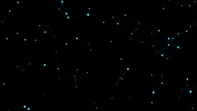 Digital Network of Glowing Connected Nodes and Particles