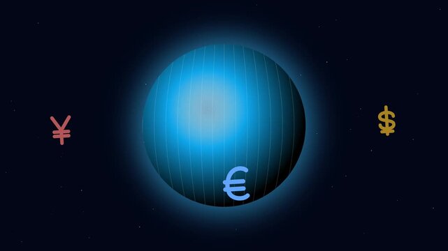 Abstract Blue Globe and Circles Background with Stars for Space, Astronomy, Earth, Science, Technology and Modern World Design Concepts