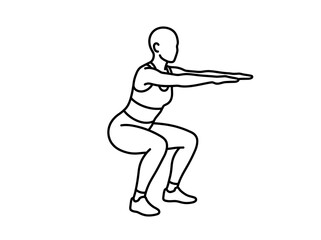 Obraz premium Woman performing squat with extended arm for balance
