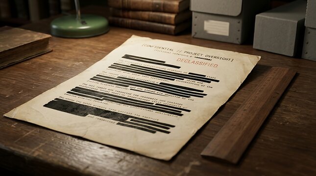 An old wooden desk featuring documents books and vintage office objects