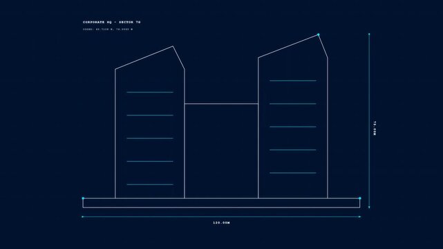 Abstract Blue Vector Background with Modern Building Architecture Illustration for Construction, Blueprint, Engineering and Business Design Concepts
