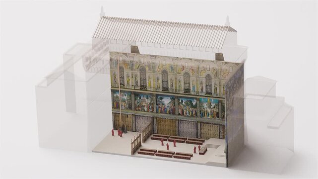 3D cutaway of Sistine Chapel interior prepared for papal conclave