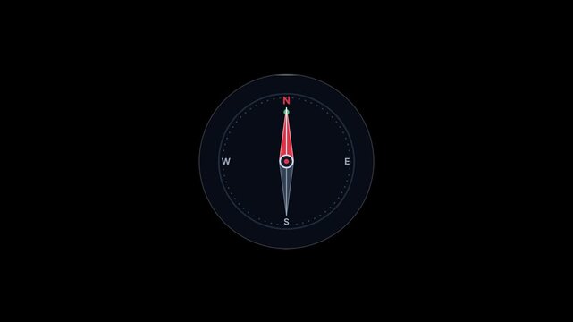 Animated compass icons with rotating needles on transparent background