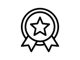 Obraz premium Black star badge with ribbon award icon design