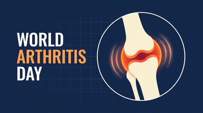 World arthritis day illustration with knee joint and text