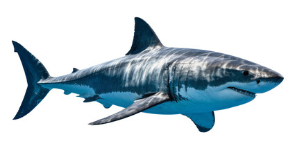 Fototapeta premium Great white shark swimming, isolated on transparent background