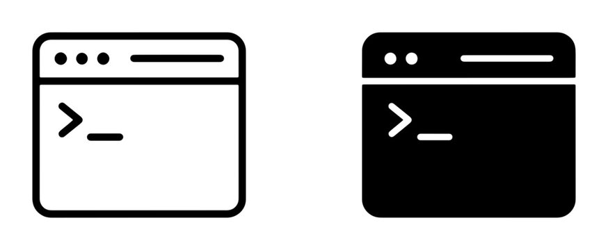 Command Line Interface Icons, Terminal Window Vector Graphics, Code Prompt Symbols, Programming Interface Icons