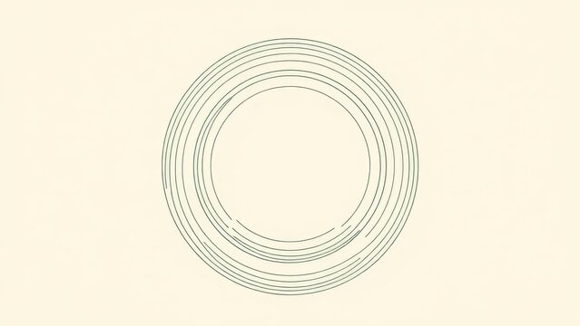 Minimalist green concentric circles on beige background