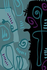 Abstract image for printing. Picture for modern interiors. The picture is painted by hand on a tablet. © neurostructure