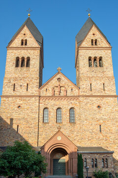 St. Hildegard Abbey Church Front Facade with Twin Towers