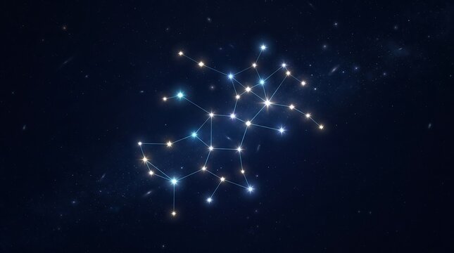 Cosmic Constellation Pattern Against Dark Space Background.