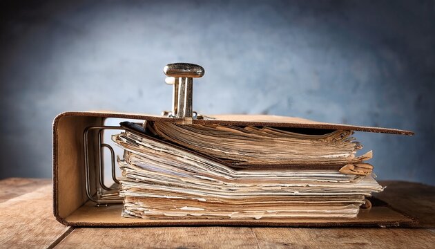 old folder with stack of papers