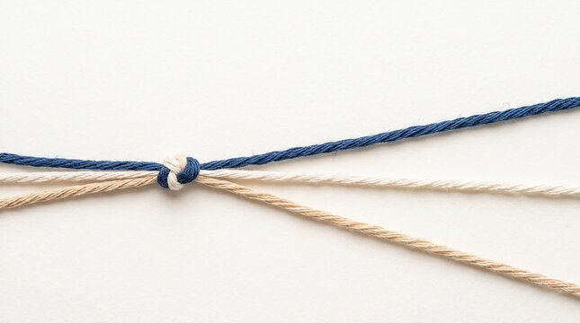 Three threads running apart from a single knot