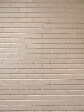 Minimalist Painted White Brick Wall Texture Background Surface Stock Photo