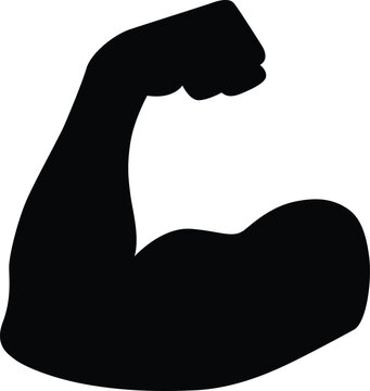 flexing bicep muscle strong arm silhouette fitness icon isolated on white background eps vector file