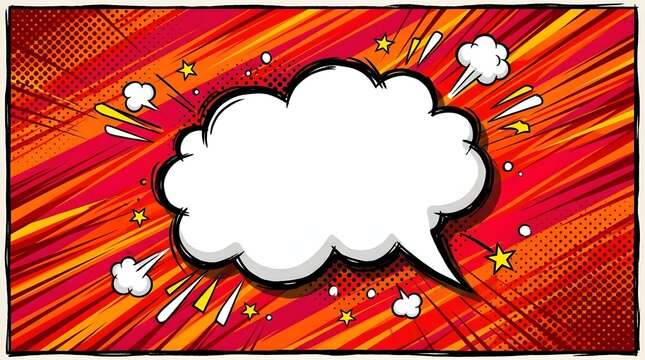 Explosion effect with comic style speech bubble and dynamic energy lines