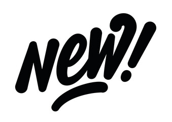 Bold black handwritten new release badge with. © ChromaGrid Studio