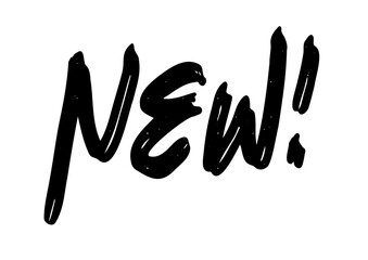 Handwritten-style black brush font declares new with. © ChromaGrid Studio