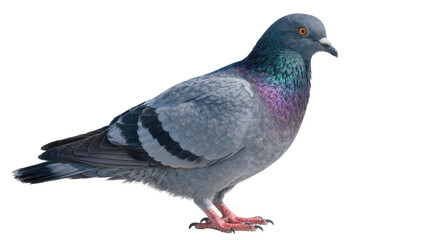 Fototapeta premium Gray pigeon with iridescent neck feathers, isolated on transparent background