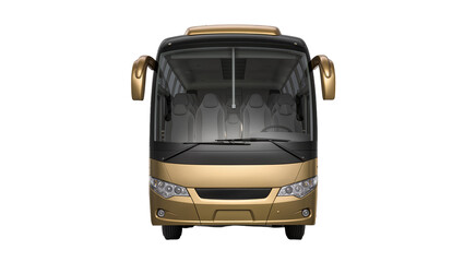 Golden luxury coach bus with tinted windows, isolated on transparent background © Maria