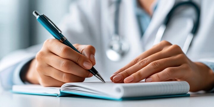 Medical documentation process close up view