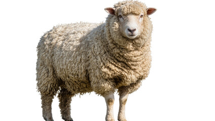 Fluffy woolly sheep standing, isolated on transparent background © Maria