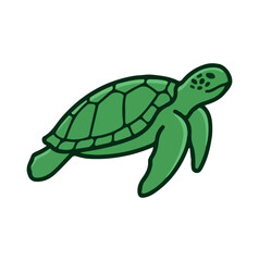 Fototapeta premium Swimming green sea turtle vector illustration.