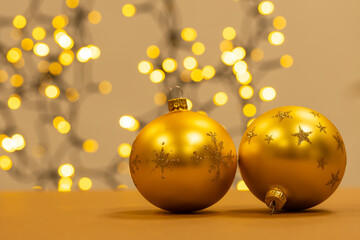 Two Shiny Golden Christmas Baubles With Star © Kovac Mario