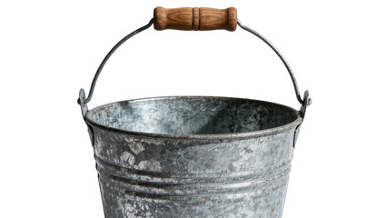 Galvanized metal bucket with wooden handle, isolated on transparent background © Veaceslav