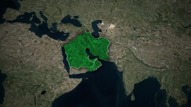 Middle East Arabian Gulf Map Animation on Satellite Background