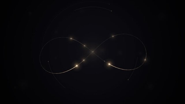 Golden Infinity Loop Symbol Animation with Glowing Particle Effects