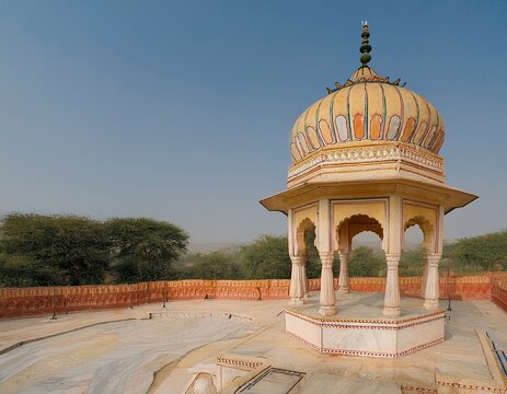 inside of one cenotaph of the gaitor ki chhatriyan jaipur rajasthan