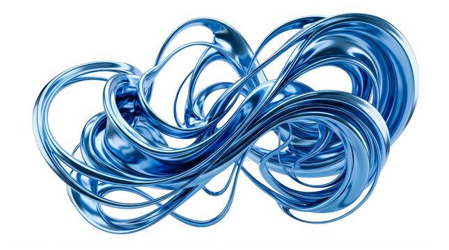 Blue abstract swirling lines and shapes on dark background