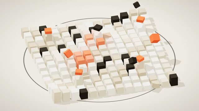 Isometric Abstract 3D Grid of Moving Cubes and Blocks Minimalist