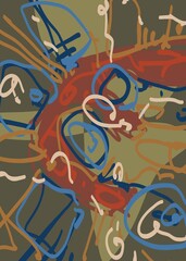Abstract image for printing. Picture for modern interiors. The picture is painted by hand on a tablet. © neurostructure