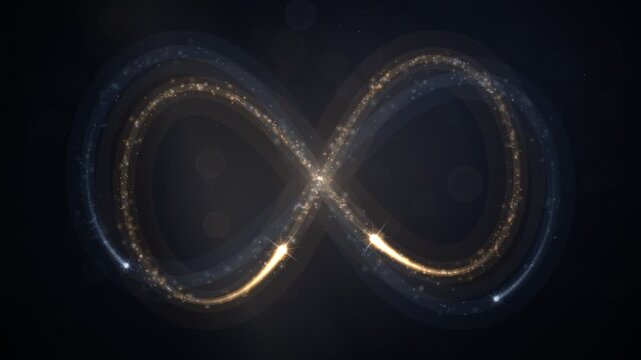 Shiny Golden and Blue Infinity Loop Animated Background with