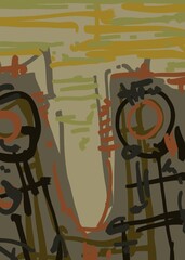 Abstract image for printing. Picture for modern interiors. The picture is painted by hand on a tablet. © neurostructure