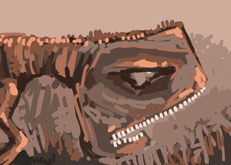 Abstract face. The picture is painted by hand on a tablet. © neurostructure