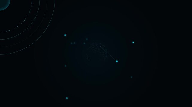 A premium cinematic 3D orbital network visualization. Features a central digital Earth surrounded by multiple data rings, moving satellite nodes, and sophisticated data handshake connections. Seamless