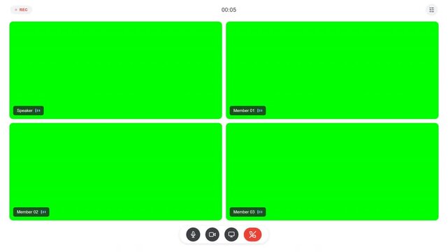 Video Conference 4 Members 2x2 Grid Green Screen 4K
