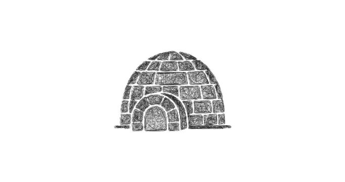 Sketch igloo icon animation - smooth progressive reveal