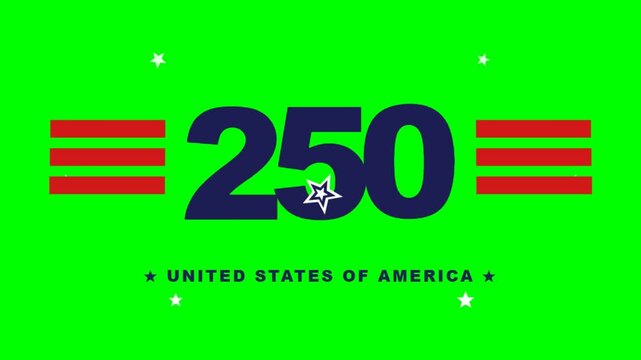 Animated digital graphic displaying the number two hundred fifty with stars