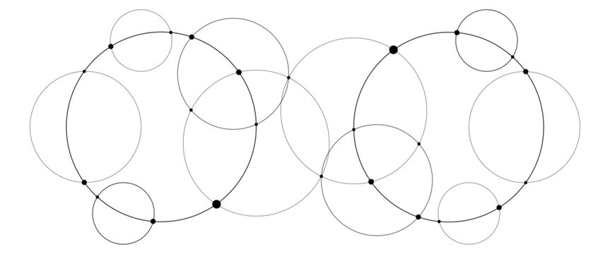 Vector with interconnected circles and dots illustration abstract background