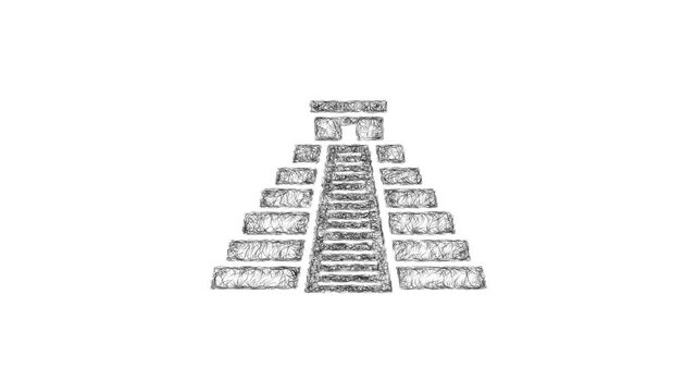 Sketch step pyramid icon animation - smooth progressive reveal