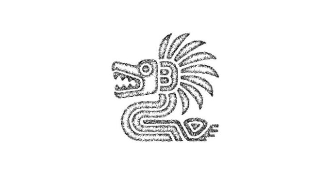 Sketch feathered serpent icon animation - smooth progressive reveal