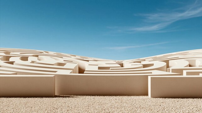 Intricate labyrinthine structure under clear skies