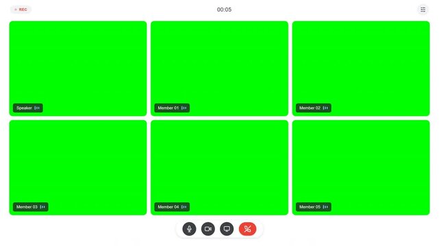 Video Conference 6 Members 2x3 Grid Green Screen 4K
