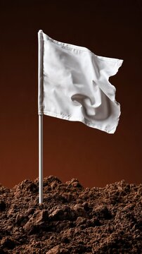 Surrender concept with white flag on earth