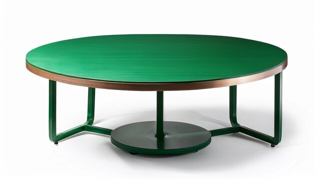 modern green round table isolated on a transparent or white background cut out