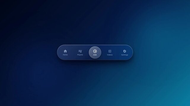 User interface menu bar with navigation icons floating on dark blue abstract background